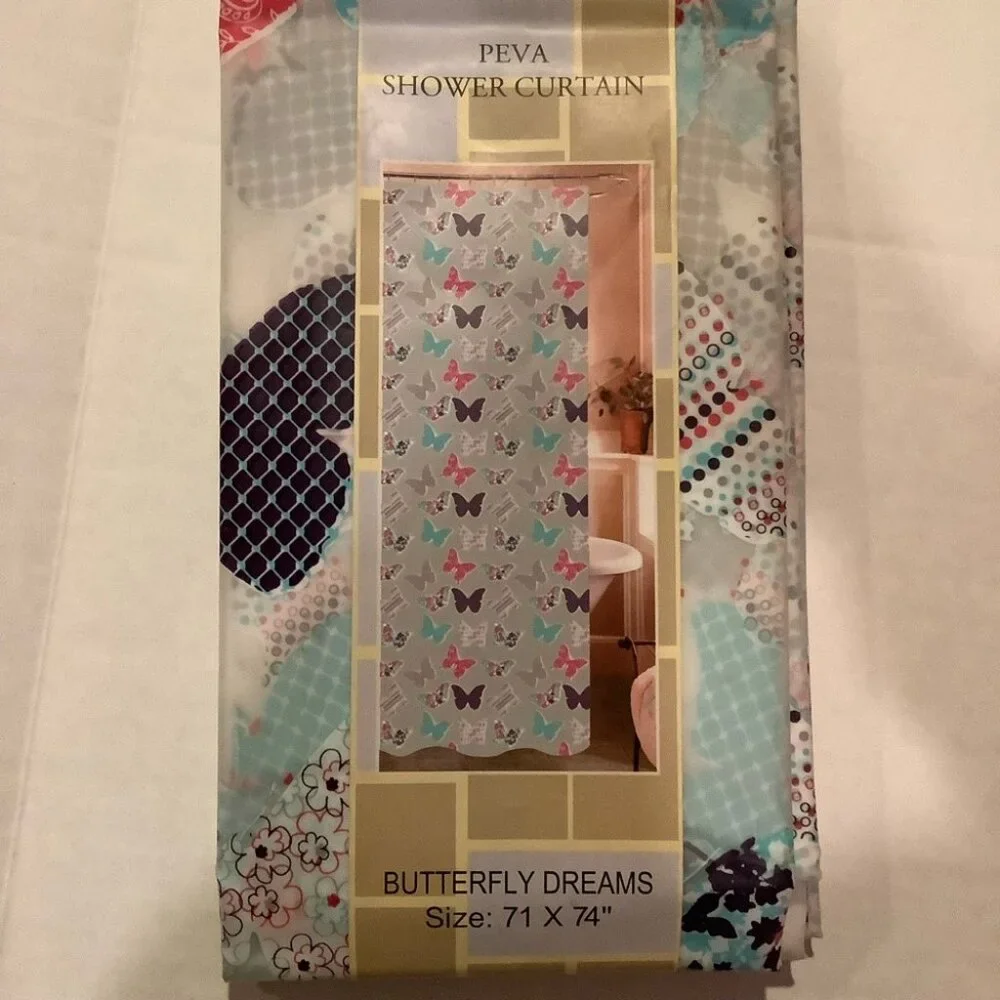 PEVA Butterfly Shower Curtain NEW